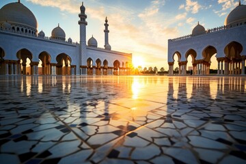 Beautiful mosque with an atmosphere, in the afternoon - obrazy, fototapety, plakaty