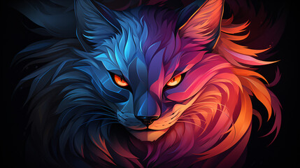 purple cat head logos design, in the style of dark cyan and light crimson, rtx on, meticulous...