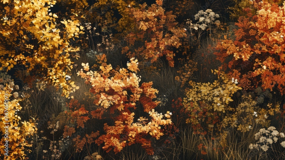 Poster trees standing in grass, suitable for nature backgrounds