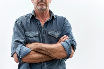 A man standing with his arms crossed. Suitable for business concepts - obrazy, fototapety, plakaty