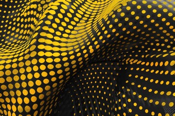 Vibrant yellow and black polka dot print fabric. Perfect for DIY projects and crafts