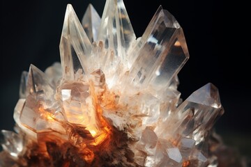 Close up beautiful transparent crystal, abstract crystals for magic fantasy themes background