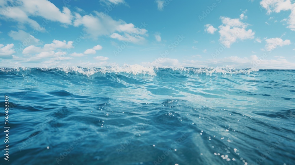 Poster serene image of clouds above calm water, suitable for nature concepts