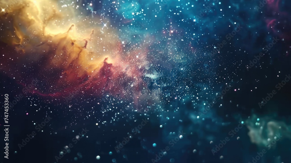 Poster A stunning view of a space filled with stars and nebulas. Perfect for astronomy enthusiasts and science projects