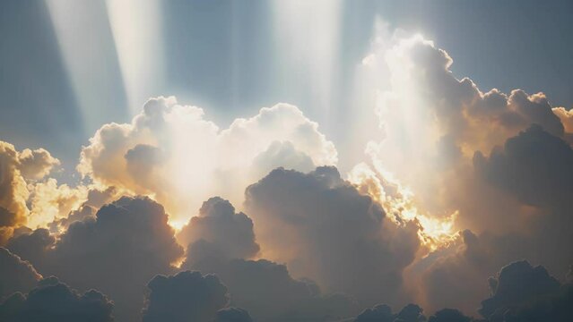 The suns radiance transforms the edges of gray clouds into a golden sheen.