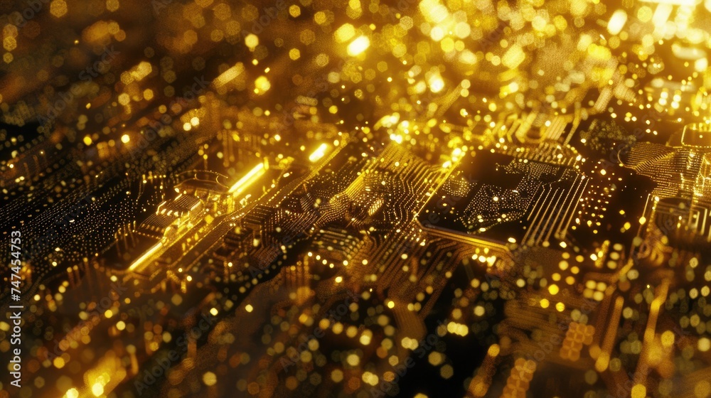 Poster Detailed view of a computer motherboard, suitable for tech concepts