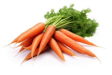 A bunch of carrots on a white surface. Perfect for food and agriculture concepts