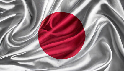 National Japanese silk fabric flag. Symbol of Japan. Banner for celebrating Independence Day.