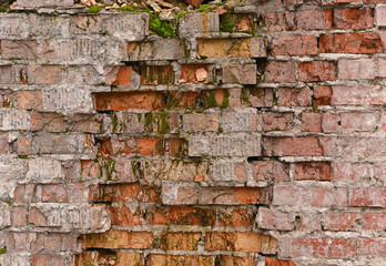 crumbling red bricks of an old wall. banner