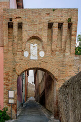 The ancient Porta Fiorentina at the entrance to the historic center of Lari, Pisa, Italy