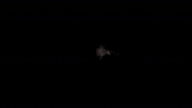 Realistic Muzzle flashes straight fire montage with smoke effect. Automatic fire Realistic gun shot muzzle flashes set with Isolated on black background Alpha