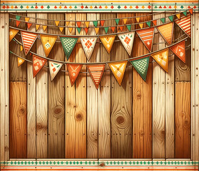 Wooden Fence With Colorful Flags, Mexican holiday, background, Cinco De Mayo
