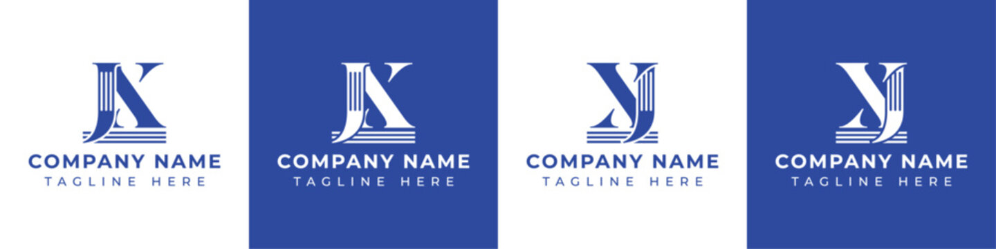 Letters JX and XJ Pillar Logo, suitable for business with JX and XJ related to Pillar