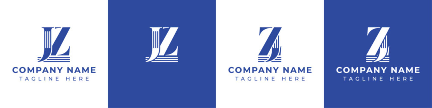 Letters JZ and ZJ Pillar Logo, suitable for business with JZ and ZJ related to Pillar