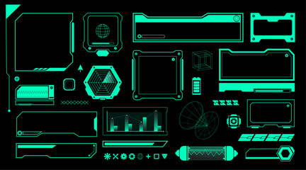 Cyberpunk Interface and Frame  Elements Vector,Green Futuristic style © Moovor Lab