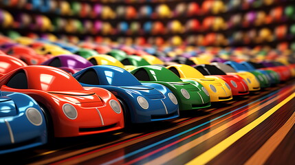 a colorful toy car track with multiple colorful, ai generative
