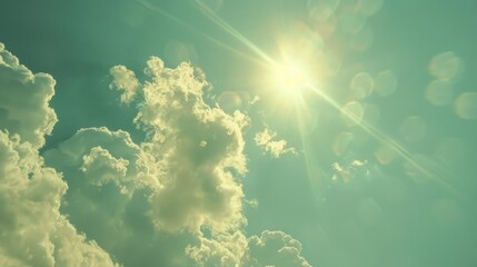 Sun shining through fluffy clouds. Great for weather-related designs