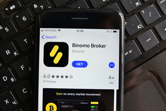 Stavropol, Russian Federation. June 13, 2019. Smartphone with mobile application Binomo Broker
