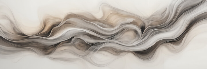 Abstract depiction of swirling smoke trails in shades of silver and platinum against a backdrop of muted, earthy tones. - obrazy, fototapety, plakaty