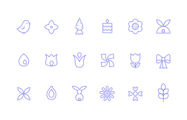 Abstract easter geometric icons. Minimalist line spring holiday symbols, elements. Vector easter illustrations set
