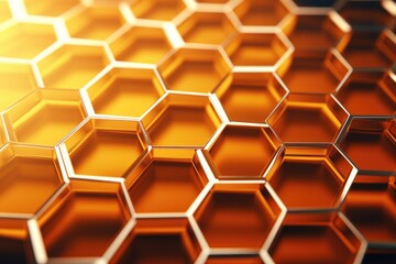 Detailed close up view of a honeycomb pattern. Perfect for backgrounds or textures