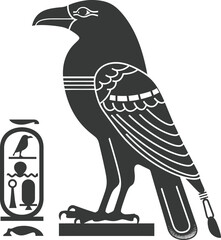 Silhouette single ancient egyptian hieroglyphs symbol logo black color only