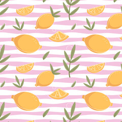 lemon lime seamless pattern in flat style