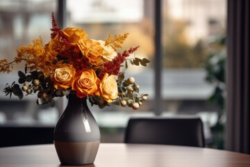 A vase filled with flowers on a table, suitable for various design projects