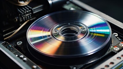 Close Up of a CD Player With a CD Inserted