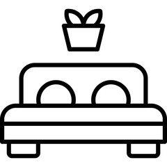 Double Bed Vector Line Icon