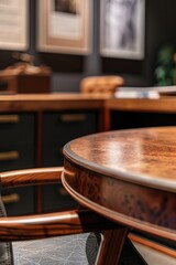 Obraz premium A close up of a wooden table and chairs, perfect for interior design projects