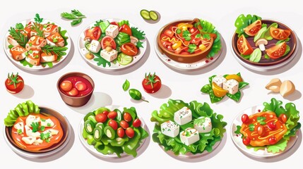 Various types of food displayed on plates, perfect for food-related projects