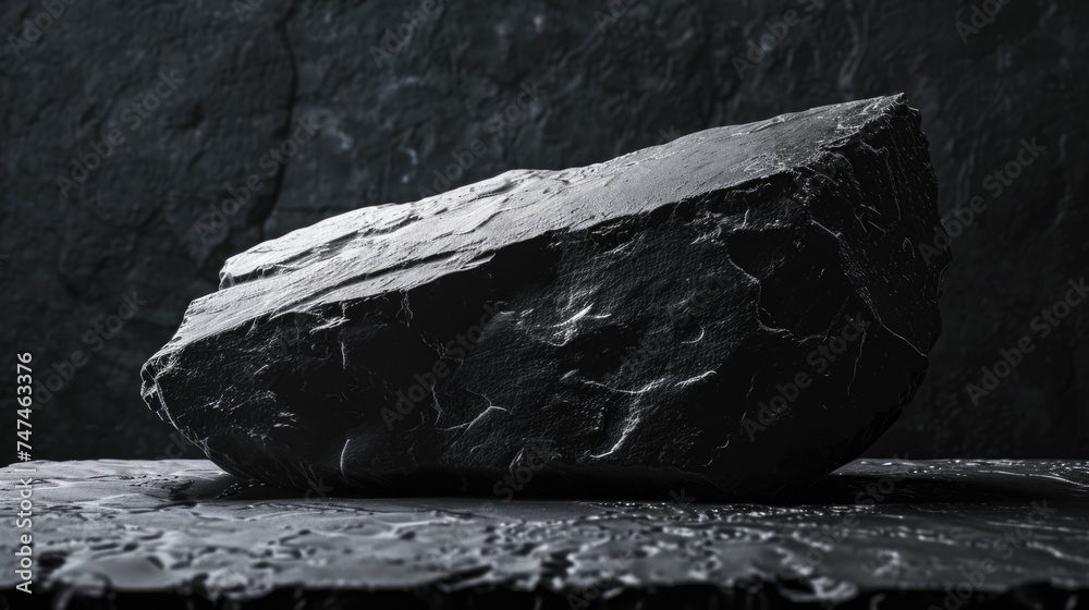 Poster A large rock sitting on top of a table. Suitable for various design projects
