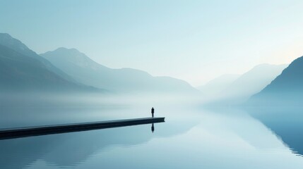 Serene Lakeside Contemplation - obrazy, fototapety, plakaty