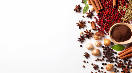 Fototapeta premium Various spices selection. Isolated on white background