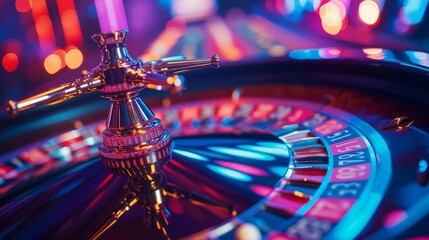 The roulette wheel in motion, a whirlwind of colors and possibilities - obrazy, fototapety, plakaty