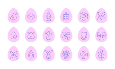 Abstract easter geometric icons. Minimalist spring holiday symbols, eggs. Vector easter illustrations set