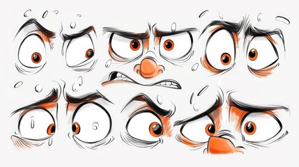 Fototapeta premium Collection of cartoon eyes with different emotions, suitable for various design projects