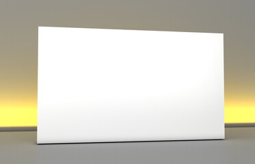 3D exhibition stand. White blank promotion. White empty geometric square. Presentation event room display. Blank wall.