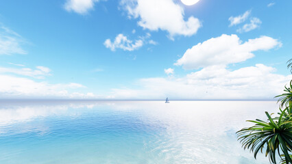 Fototapeta na wymiar Perfect sky and water of ocean. Travel, holdiay, summer concept. 