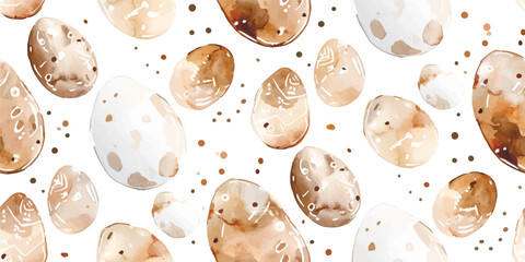 Watercolor seamless pattern with Easter eggs and tree twigs, branches. Vector hand drawn spring background. Vintage wallpaper with eggs