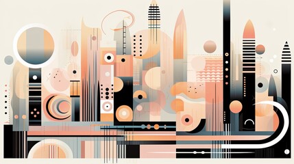 Contemporary abstract geometric art of buildings. Town. Illustration for for banner, poster, cover, brochure or presentation.