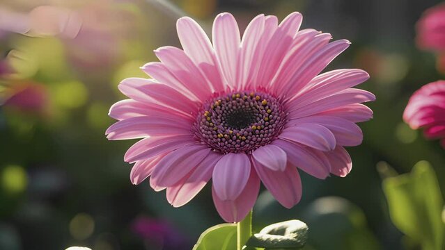 A vibrant pink flower with sunkissed petals creating a stunning backlit effect.