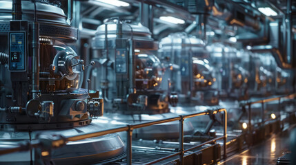 A futuristic space cocoa powder processing plant,generative ai