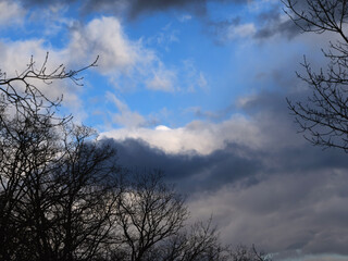 Schnelles Wetter im Februar mit schönen Wolken, wechselhafte Situation