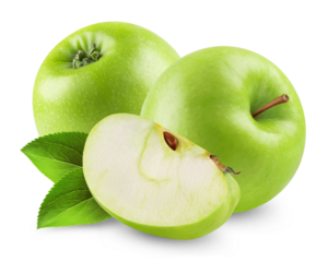 Apples isolated. Ripe green apples on a transparent background.