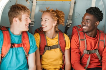 Obraz premium Friends Ready for Skydiving Adventure