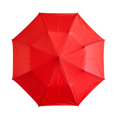 Open Red Umbrella on White Background