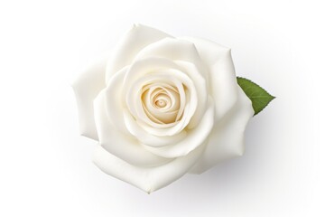 Top View of Beautiful White Rose - Isolated on White Background for an Affectionate and Aromatic Blossom Beauty Shot