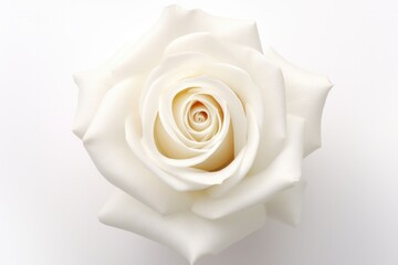 Topview of Beautiful White Rose with Isolated Blossom on White Background - The Perfect Symbol of Affectionate Beauty and Aroma